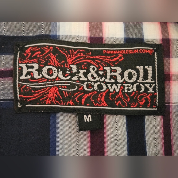 Rock&Roll Cowboy Vibrant Blue Red Casual Button Down Shirt Long Sleeves Size M - Picture 5 of 10